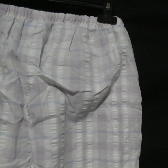 TIME OUT | medium | Lilac - Blue - White Plaid Pajama Bottoms | Ruffled Hem - Picture 12 of 16